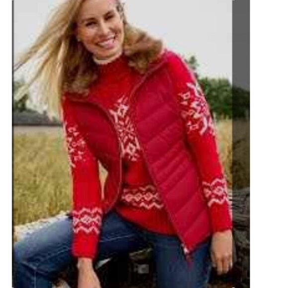 TALBOTS | Faux Fur Collar Down Puffer Vest Size 2X - Picture 1 of 2
